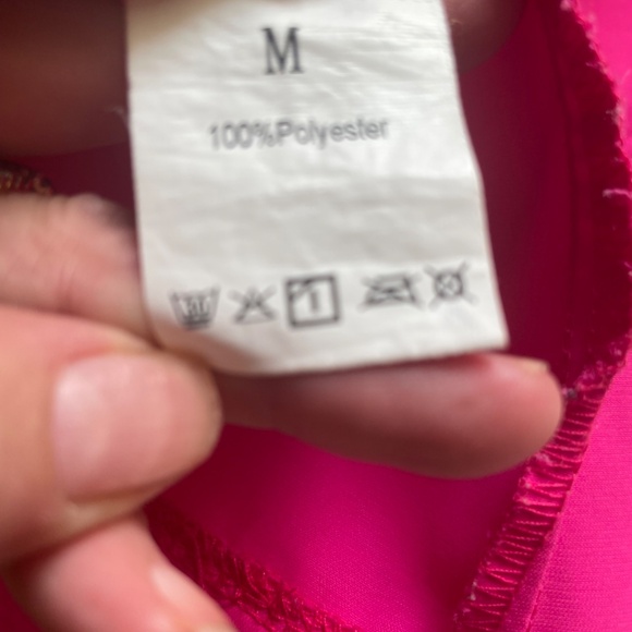 Hot Pink Tie Blouse M Long Sleeve. So Comfortable and Fun - Picture 4 of 4